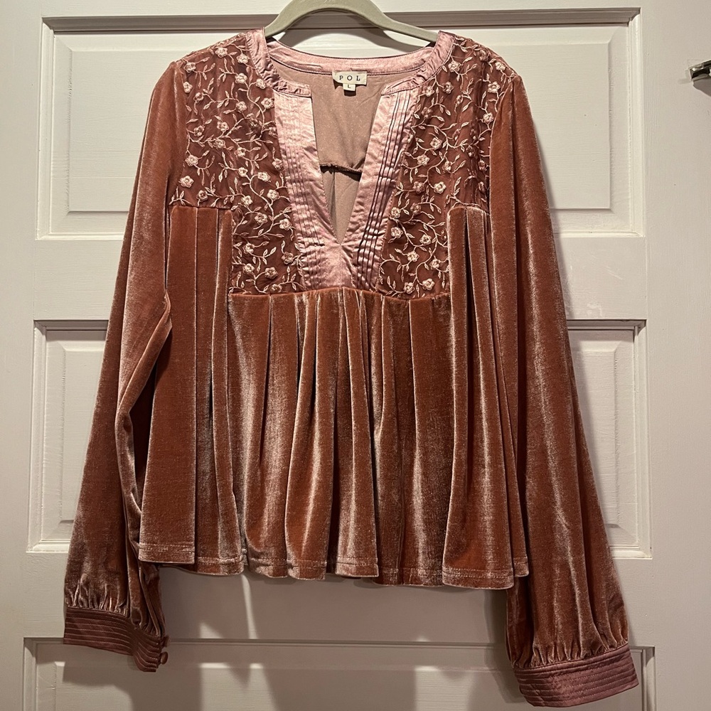 Velvet Embroidered Blouse